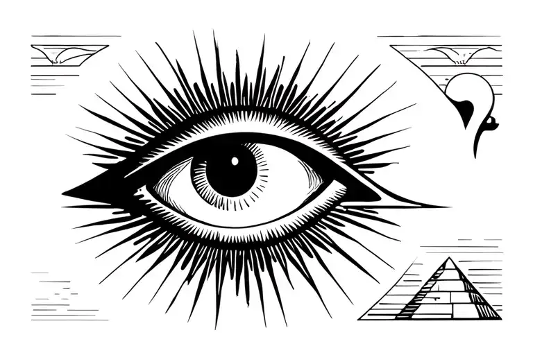 eye of horus portrait looking with pyramids sun moon tattoo design idea