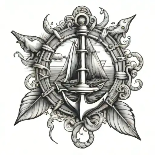nautical for men hand tattoo design idea