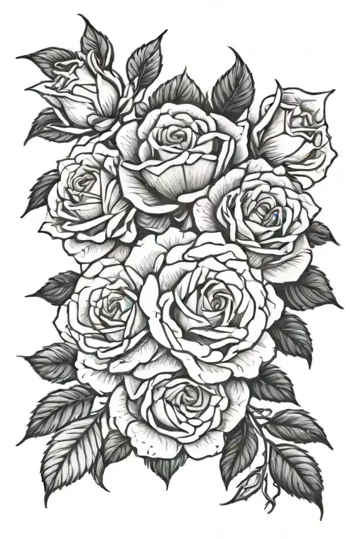 4 roses tattoo design idea