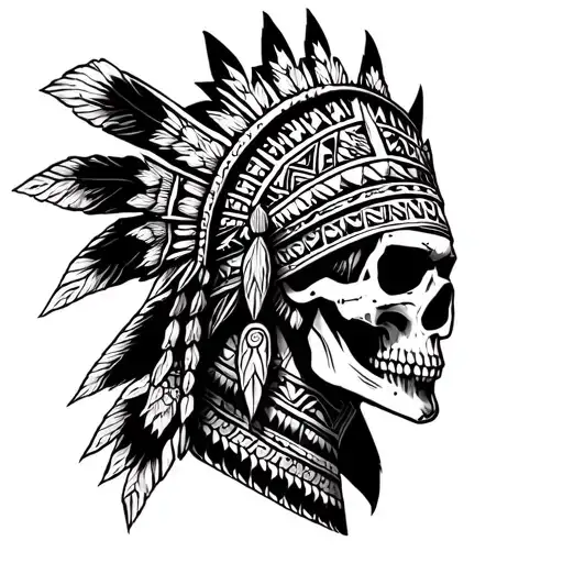 Aztec warrior skull tattoo design idea