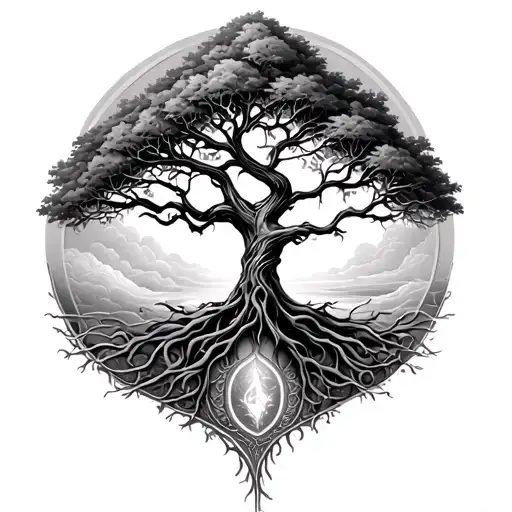 gemini with tree of life tattoo design idea