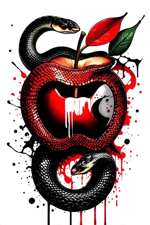 snake, apple, crucify, garden tattoo design idea