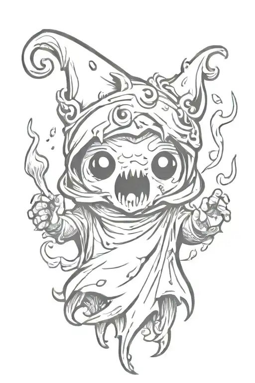 cute cartoon ghost tattoo design idea