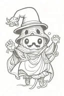 cute cartoon ghost tattoo design idea