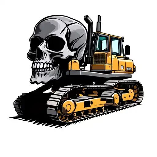 heavy equipment operator skull tattoo design idea
