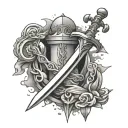 sword in a stone biblical tattoo design idea