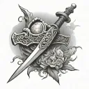 sword in a stone biblical tattoo design idea
