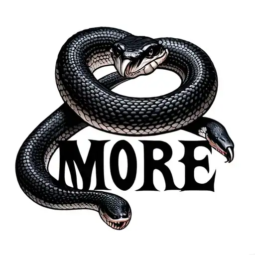 black mamba snake with word MORE tattoo design idea