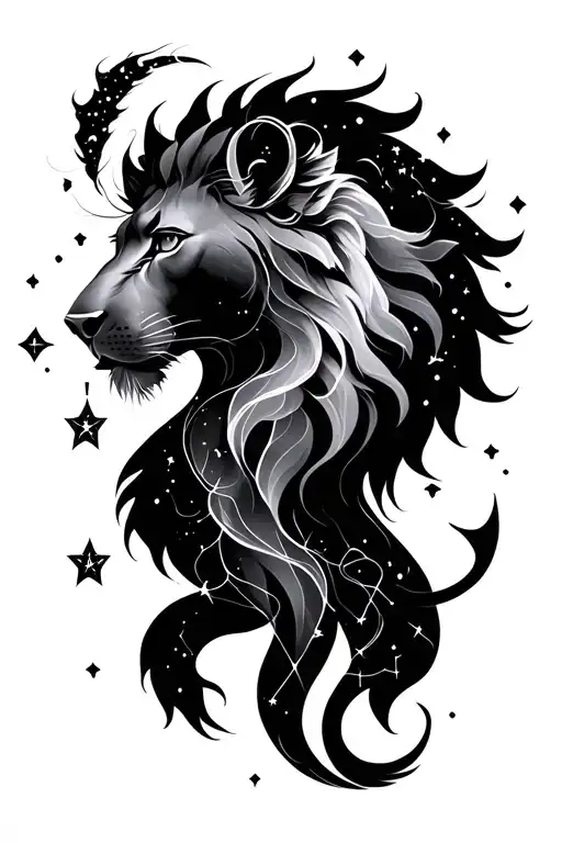 Gemini sign and Leo constellation intertwined tattoo design idea