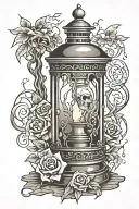 tombstone in lantern  tattoo design idea