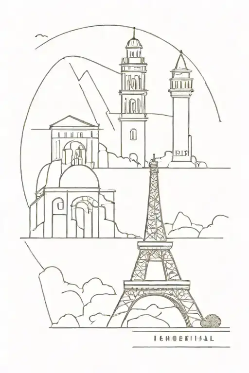 western and Italian landmarks like tattoo design idea