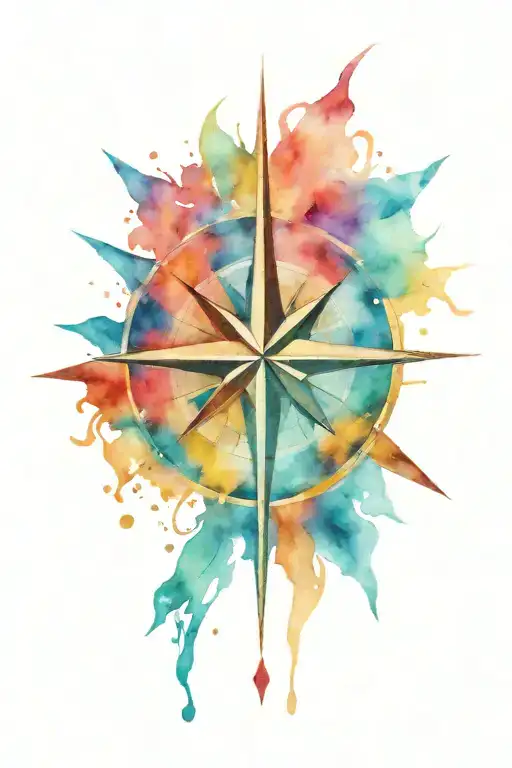 compass star bohemian tattoo design idea