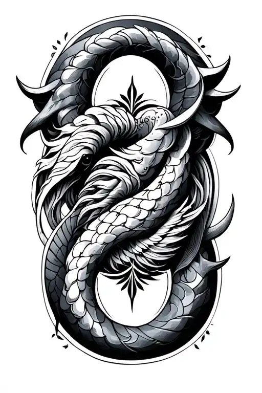 Taurus Aquarius Pisces zodiac sign intertwined tattoo design idea