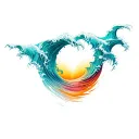 tsunami waves tattoo design idea