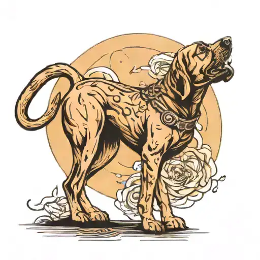 bloodhound howling moon tattoo design idea