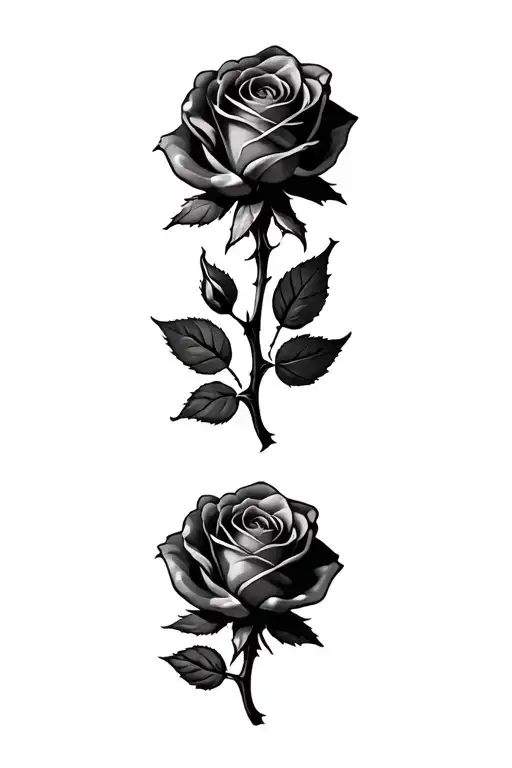 single rose with 3 thorns tattoo design idea