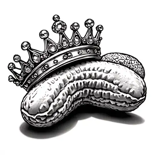 peanut with princess crown tattoo design idea