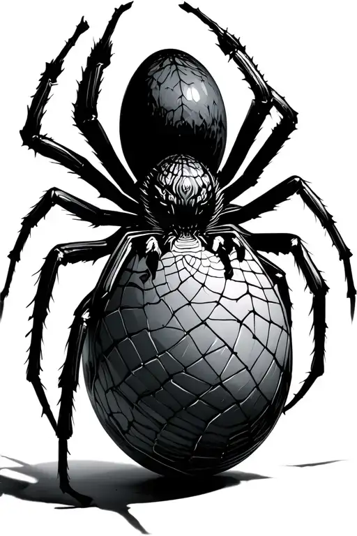 spider with egg with spider webbing cyber sigilism style tattoo tattoo design idea