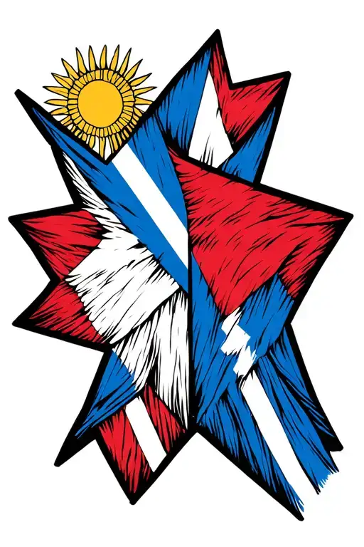 puerto rico flag star , uruguay sun , and ecuador flag  tattoo design idea