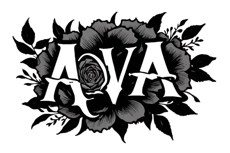 name written AVA tattoo design idea