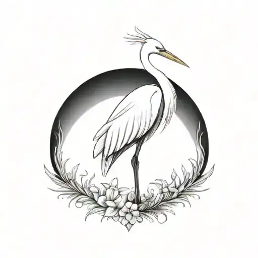 cover up egret tattoo design idea