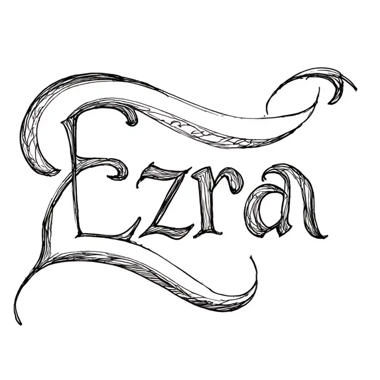 "Ezra " Ezra name written tattoo design idea