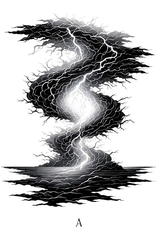 representation of duality using a thunder storm tattoo design idea