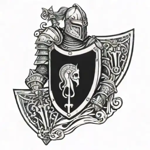 knight holding a shield adorned tattoo design idea