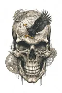 map made from a skull with an eagle on top tattoo design idea