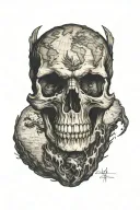 map made from a skull with an eagle on top tattoo design idea