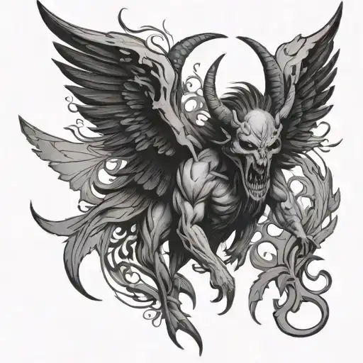 Demon with Wings tattoo design idea