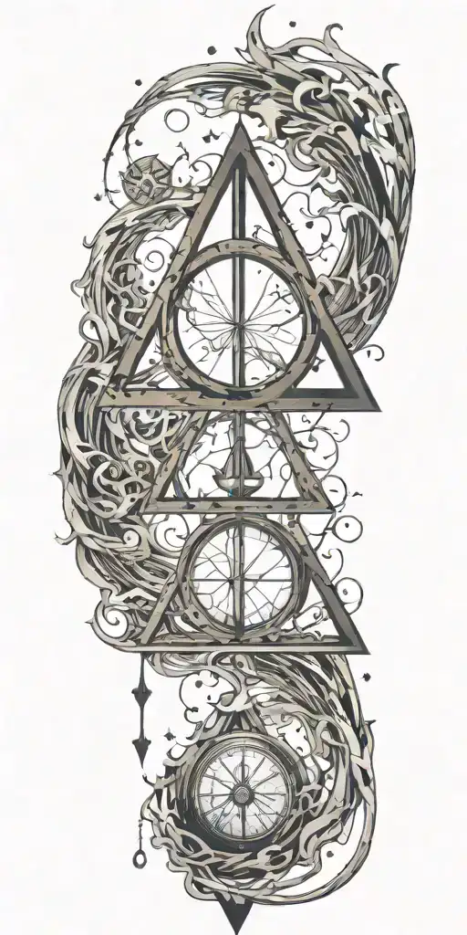 Harry Potter and the Deathly Hallows symbol into a Petroquimico tattoo design idea