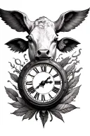 Calf tattoo that has a clock that goes all the way up to 5 in roman numerals tattoo design idea