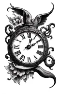 Calf tattoo that has a clock that goes all the way up to 5 in roman numerals tattoo design idea