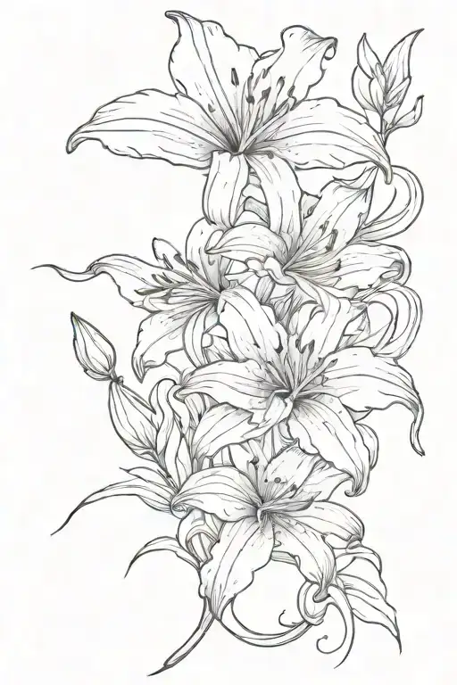 wispy Lily flower tattoo design idea