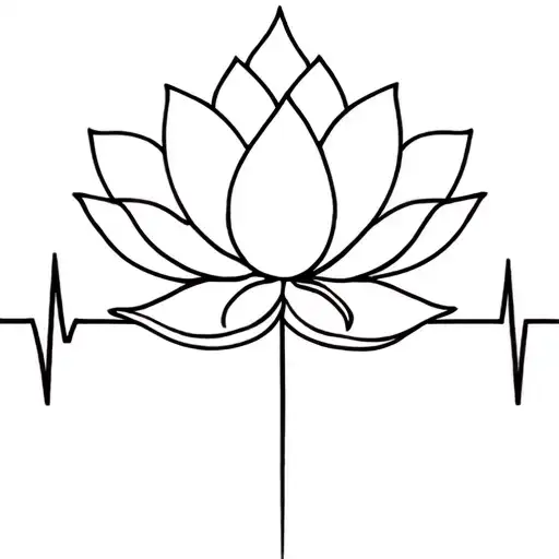 lotus flower and heartbeat line tattoo design idea