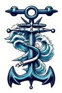 anchor waves compass  tattoo design idea