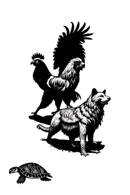 lion, eagle, rooster, bear, wolf, camel, turtle  tattoo design idea