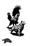 lion, eagle, rooster, bear, wolf, camel, turtle  tattoo design idea