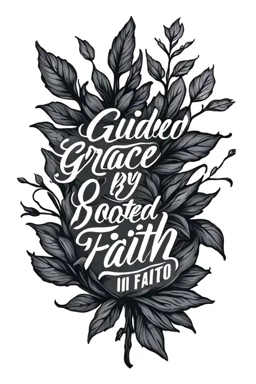guided by grace rooted in faith written tattoo design idea