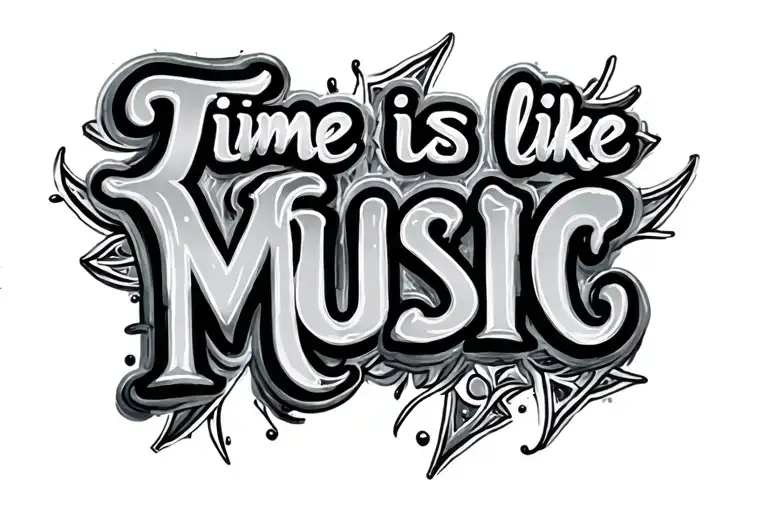 "Time is like music" time travel tattoo design idea