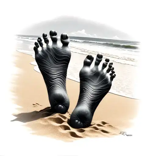 Footprints In The Sand tattoo design idea