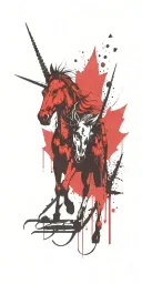 Canadian Mapleleaf and Scottish unicorn surrounded tattoo design idea