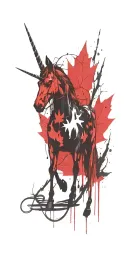 Canadian Mapleleaf and Scottish unicorn surrounded tattoo design idea