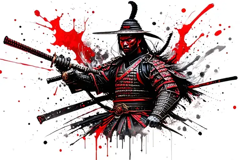 Samurai warrior surrounded tattoo design idea