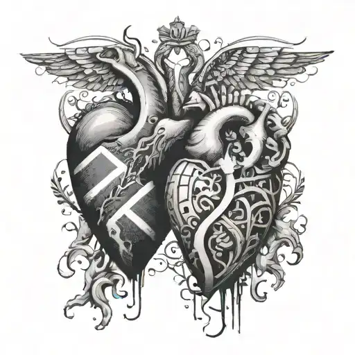 south africa and america intertwined representing split heart tattoo design idea