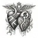south africa and america intertwined representing split heart tattoo design idea
