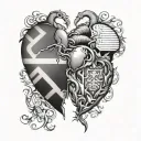 south africa and america intertwined representing split heart tattoo design idea