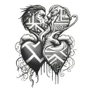 south africa and america intertwined representing split heart tattoo design idea