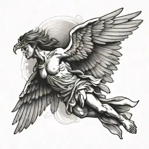 icarus flying tattoo design idea